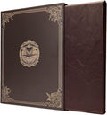 Game Master Screen - 38.5in Landscape DM Screen Compatible with Dungeons and Dragons and Other TTRPG - Faux Dragon Skin with Clear Dry Erase 8.5 x 11 Pockets - Slipcase Stores with DND Books - Brown
