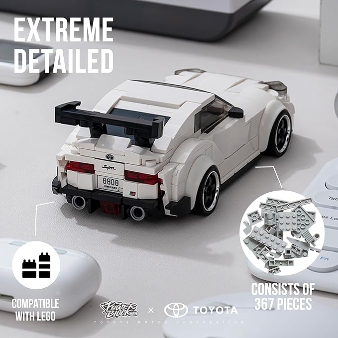 dOMOb Toyota Supra Car Building Kit – 367 pcs Building Blocks Set w/Container Display Box – Modular Scale 1:32 Model – Bricks Toy for Kids &amp Adults 8+ – for Boys Hobbyist Collector