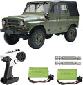 YUCT WPL C94 RC Crawler - 4x4 1/12 Military RC Truck 2.4GhZ Off-Road Vehicle with Two Batteries &amp Metal Drive Shaft (Green)