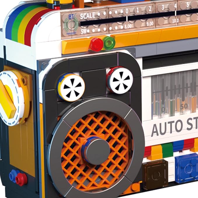 Typewriter Walkman Television Building Toys Collectible Vintage Display Model Office Room Decor 660 Pieces Model for Adults Girls Boys Kid Toys Gift (Vintage Radio)