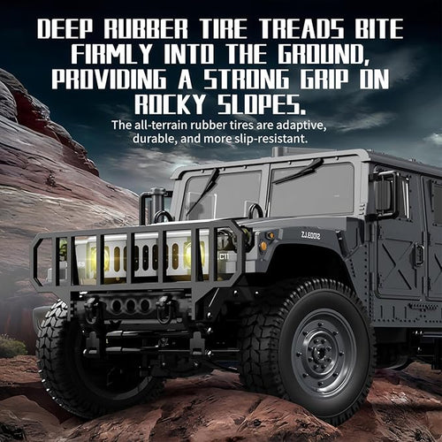 2.4GHz All Terrain RC Military Truck 4WD Remote Control Car Off Road Waterproof with Headlights Turn Signal Lights and Rechargeable Batteries Vehicle Toy Gifts for Adults Kids Age 8+ (Yellow)