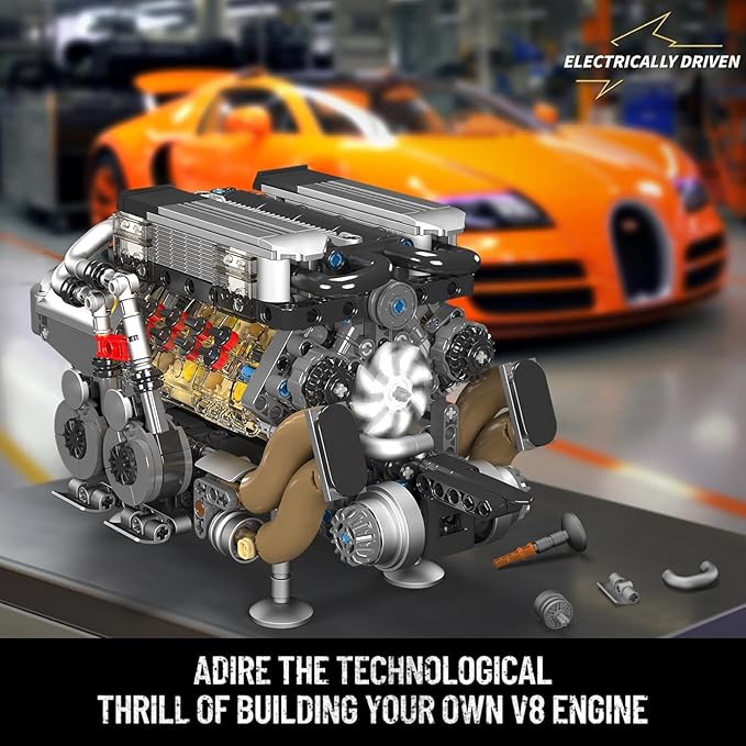 Mould King 10131 W16 Engine Building Blocks Sets V8 Engine Model kit That Run Build Your Own STEM Model Engine 16-Cylinder Car Engine Building Engineering Toys(952+PCS)