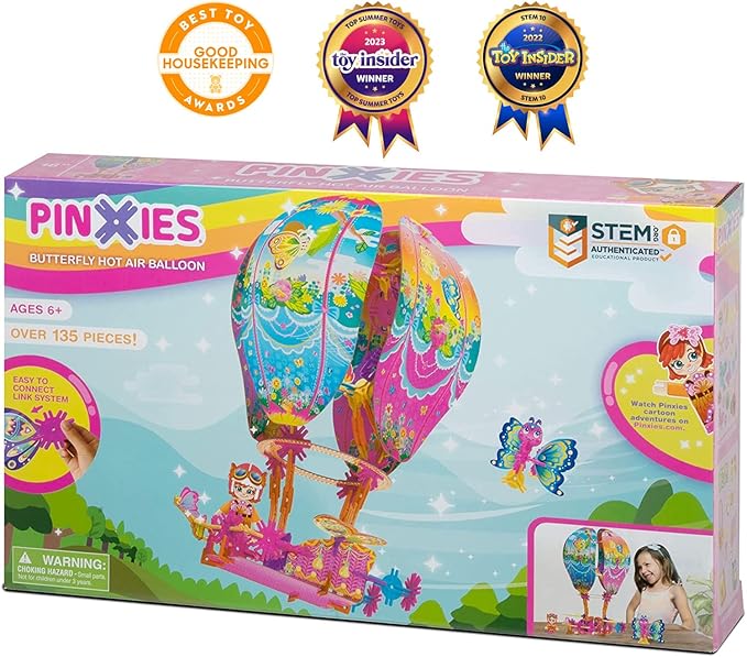 Butterfly Hot Air Balloon | Build-Your-Own Magical Adventure Play Set Kids 3D Puzzle Toy - STEM Girl Toys Ages 6-7 and Up (135+ Pieces)