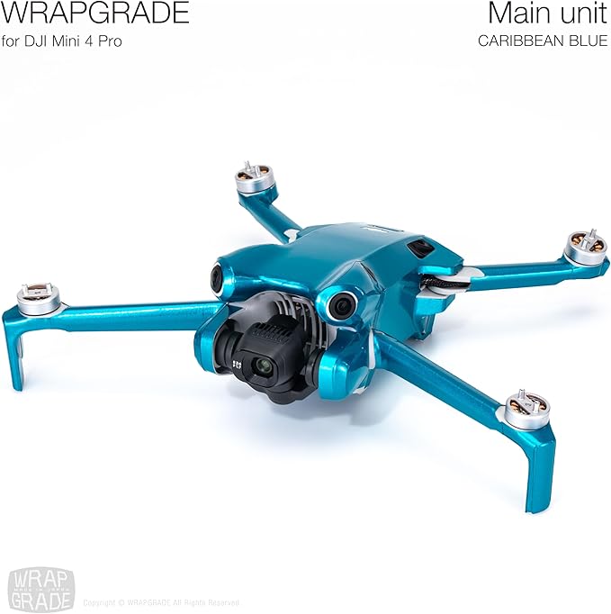 WRAPGRADE Skin Stickers Compatible with DJI Mini 4 Pro | Full Wrap (Caribbean Blue)