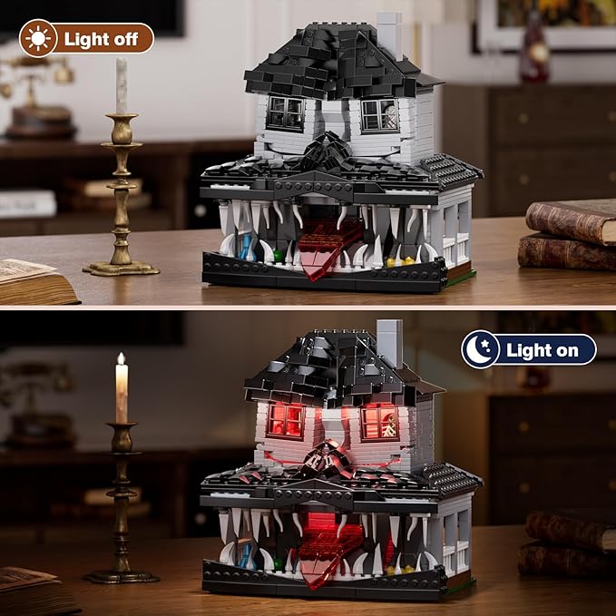 Monster House Building Block Set Horror Haunted House Film Creative Toys Set with Light Compatible with Lego Gift Decoration for Fans 12+ Boys Girls Adult in Halloween Birthday(750 PCS)