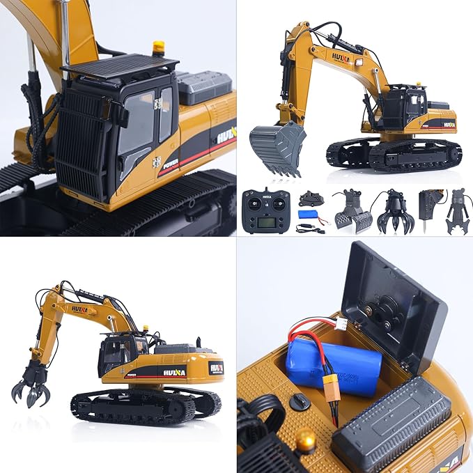 TOUCAN RC HOBBY US in Stock 1/14 Metal Excavator Model HUINA New Upgrade 580 Engineering Vehicle Electric Ball Grabber 360 Rotating Shear Claw Sound Lights for Ages 14+ Gift