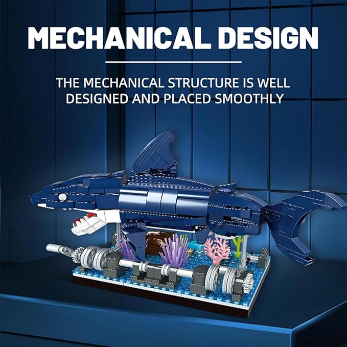 Shark Building Block Set Ocean Building Set Cool Mechanical Rotatable Shark Toys Birthday Creative Ideas Gifts for Adults (499 Pcs)