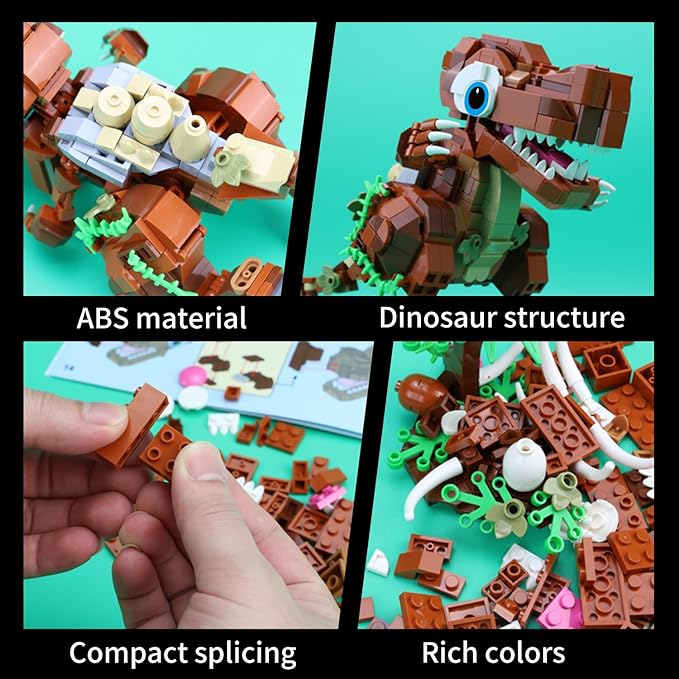 MENTOJOY Poseable Baby T.rex Building Set – 630 Pieces STEM Dinosaur Toy Suitable for Children Age 6 and Above | Jurassic Educational Gift