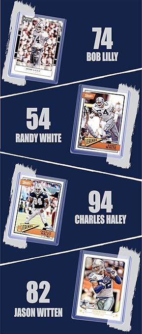 Dallas Cowboys Legends Cards: Roger Staubach Troy Aikman Emmitt Smith Tony Dorsett Tony Romo Michael Irvin Deion Sanders DeMarcus Ware Bob Lilly Randy White Charles Haley and Jason Witten (