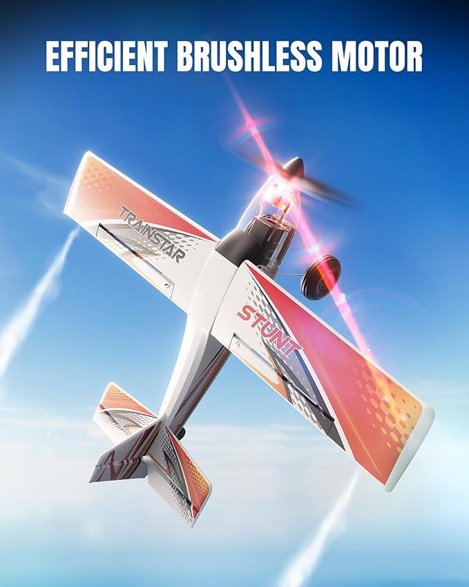 volantexrc 4 CH RC Plane TrainStar 500mm Brushless Remote Control Airplane Fighter RTF with 6-Axis Gyro3 Modes &amp Aerobatics 2.4GHz Radio Controlled Aircraft for Beginners &amp Adults (Red)
