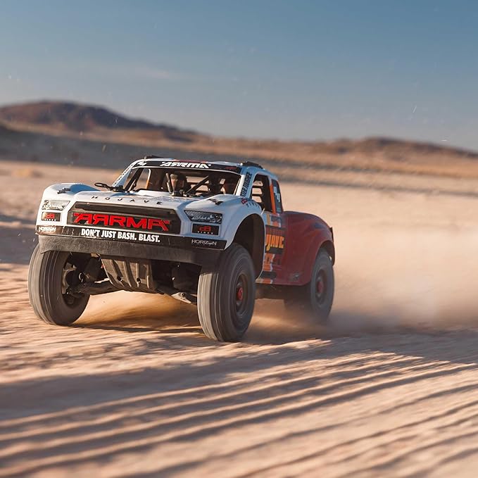 ARRMA Mojave RC Truck 4X4 4S BLX 1/8th Scale Desert Truck RTR (Battery and Charger Not Included) White/Red ARA4404T1