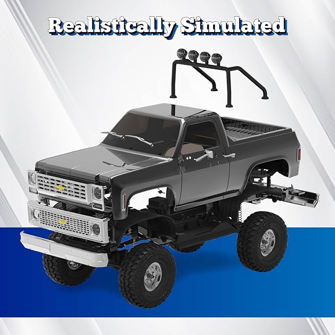 FMS 1/10 RC Crawler FCX10 Chevy K5 Blazer Officially Licensed Car Model RC Pickup Truck Hobby RC Offroad Rock Truck DIG/4WD/FWD 11CH 2.4GHz Remote Control Car for Adults Included RS (Orange)