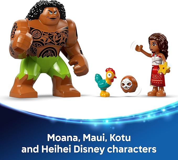 LEGO Disney Moana 2 Kakamora Barge Kids Toy - Pretend Play Building Set for Boys and Girls Ages 7+ - 9 Characters Including Moana Maui Kotu and HeiHei - Gift Idea for Birthdays - 43258
