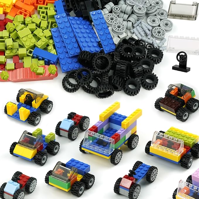 Classic Bricks Wheels and Axles Sets Over 400pcs Car Parts and Pieces Tires Educational Building Kits Toys