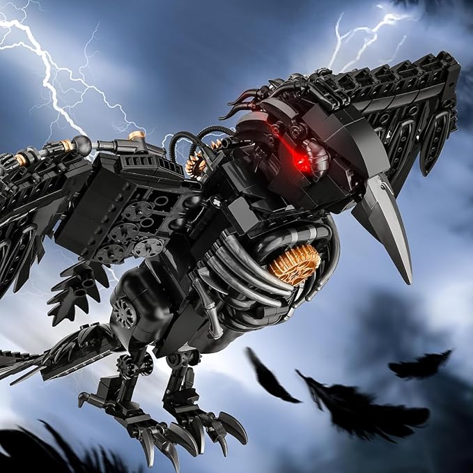 Mechanical Crow Building Sets Sky Animals Bird Building Block Collection Toy Home Office Decor Crow Bird Model Kit for Adults (1018PCS)