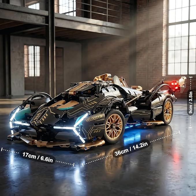 RC Building Blocks for Adults 1314PCS 1:14 Scale Supercar Model with APP Control LED Lights Motorized STEM Toy Sports Car Build Your Own RC Car Kit