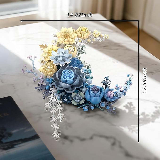 Crescent Moon Flower Building Set Compatible with Lego Botanical Collection Building Blocks Kit for Adults - Unique Home Décor Wall Art and Gift Idea