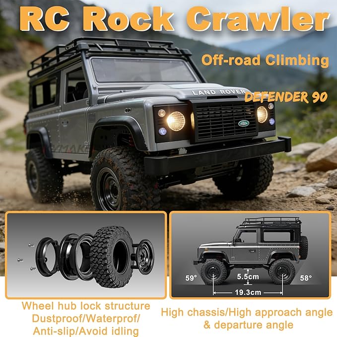 Skymaker MN99S 1/12 Scale Remote Control Car 4x4 Land Rover RC Jeep RTR Rock Crawler with Two 1200mAh Batteries