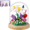 600+PCS Creative Lily Flowers Bonsai Tree Building setsSweet Lily Building Blocks with a Transparent Display Glass CoverExquisite Decoreated Flower SetAny time is the most warm love for Her