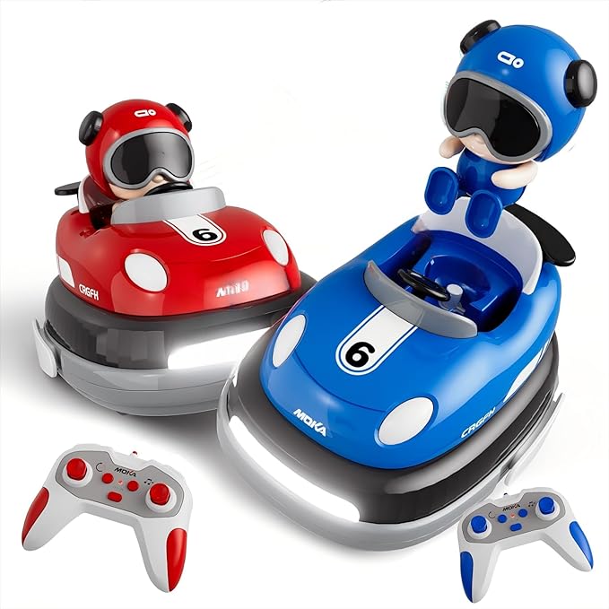 2-Player Battle 2-5 rc Car Toddler Boys Easter Toy | Cartoon Remote Control Bumper Cars with Light &amp Sound – Racing Set (Drift + Collision Modes) | 360° Spinning | Rechargeable Kids’ Race Cars