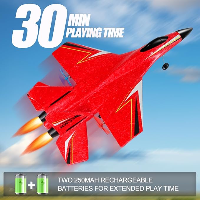 Remote Control Airplane for Ages 14 Years and Up 2 Channels Foam RC Planes Jet Wireless ToyHobby RC Aircraft Glider for Beginners Teen Adult Red