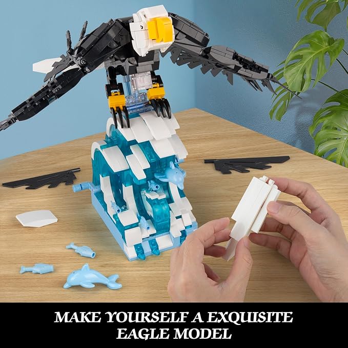 Ideas Eagle Animals Building Set MOC Eagle Creative Bird Model Creator 2 in 1 Animal Lover Owl Birds Kit Collectible Gifts Toys for Adults and Teens Age 14+ (1018 PCS)