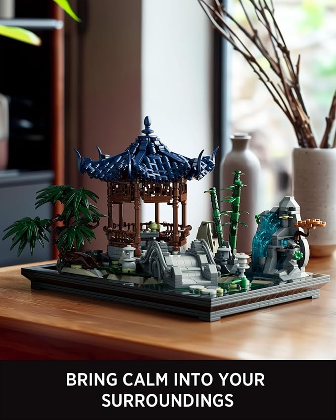 Nifeliz Chinese Garden Building Set Aesthetic Display Model for Home or Office Décor Ideal Gift for Gardening and Mindfulness Enthusiasts (1877 PCS NF10311)