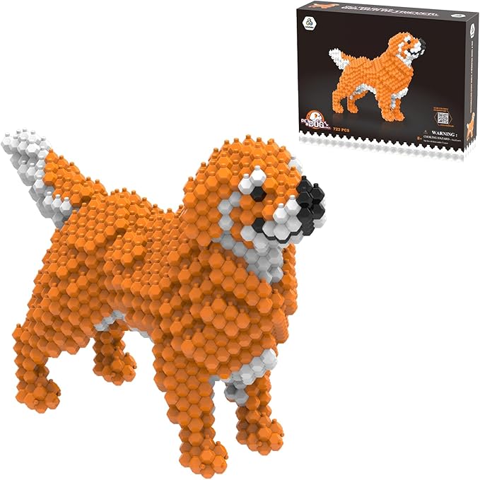 Cute Dog Building Animal Sets Extremely Challenging STEM Building Blocks Decor for Adults Kids Micro 3D Educational Toys for Boys Girls Ages 8 and Up Golden Retriever