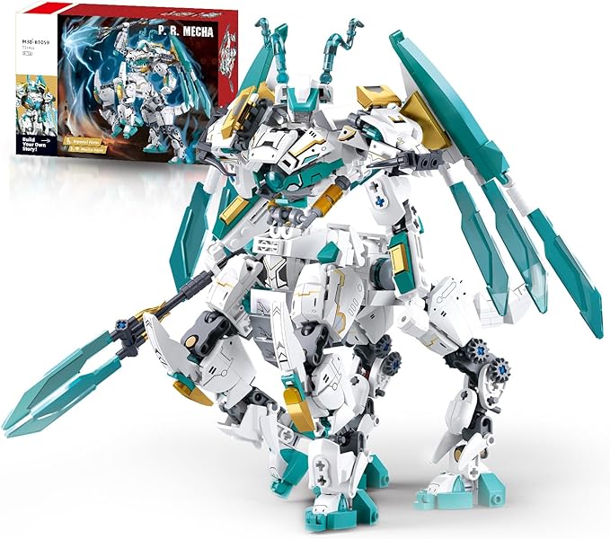 Mech Building Sets 2 in 1 Transforming Dragon Warrior Building Toys for Adult and Kids Age 8 9 10 11 12 Compatible with Lego Mech Set 731 PCS
