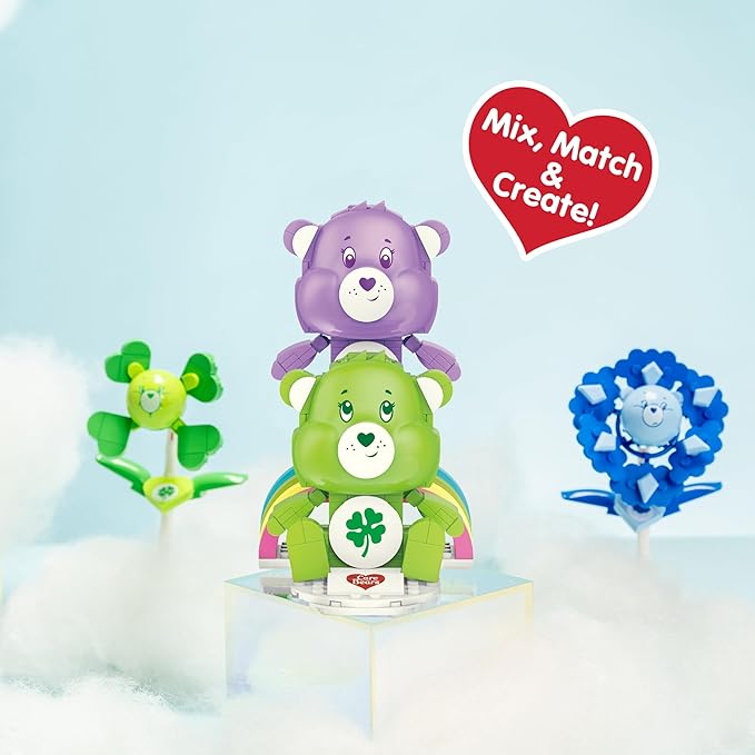 Brickcraft Care Bears Good Luck Bear &amp Share Bear Building Set 336 PCS Construction Toy for Kids Ages 8+ Collectible Rainbow Figures Gift Idea for Girls and Boys Birthday Christmas Holiday