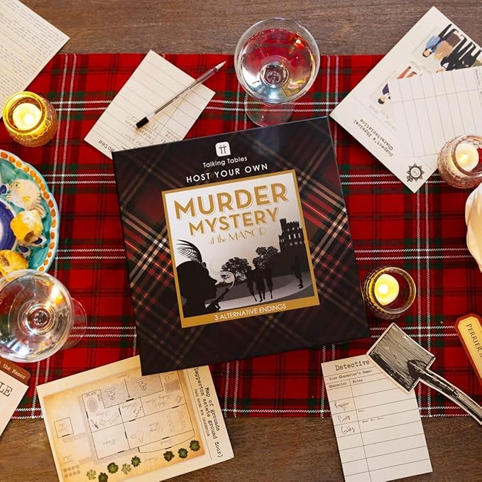 Talking Tables Reusable Murder Mystery at The Manor After Dinner Party Game Kit for Adults Host Your Own Games Night Scottish Highland Theme 3 Alternative Endings Fun Idea New Year