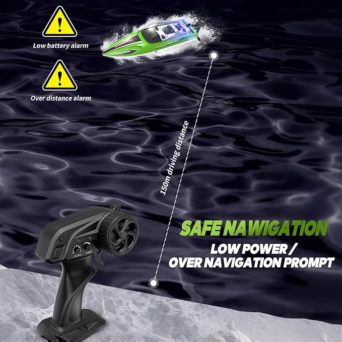 jaming 2.4Ghz RC Boat25KPH Fast Speed RC Boat14 inch Remote Control Boats for Kids and Adults Waterproof Toy Boats for Lakes &amp Pools Gifts for Kids Boys (Green)
