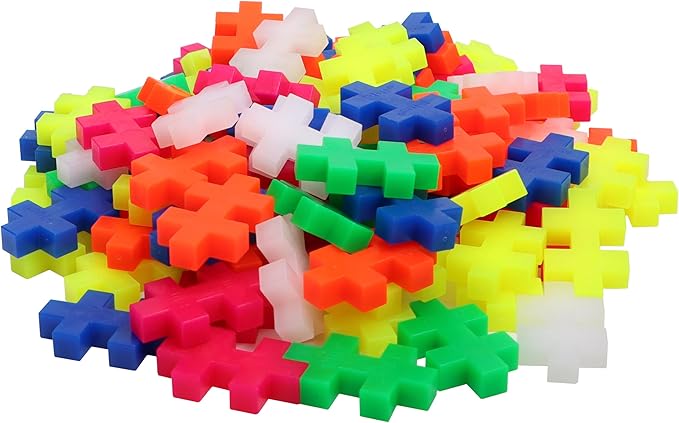Plus Plus Big - 200 Big pc in Storage Tub - Basic Neon and Pastel Mix w/ Baseplates - Construction Building Steam Toy Interlocking Large Puzzle Blocks for Toddlers and Preschool