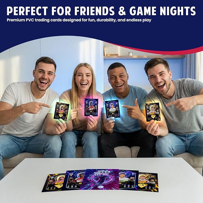 Soccer Trading Cards 2025–2026 | 50 Playing Cards Collection | Look for 10 Ultra Rare &amp 2 Golden Edition Cards | Random Premium Soccer Cards | Value Pack