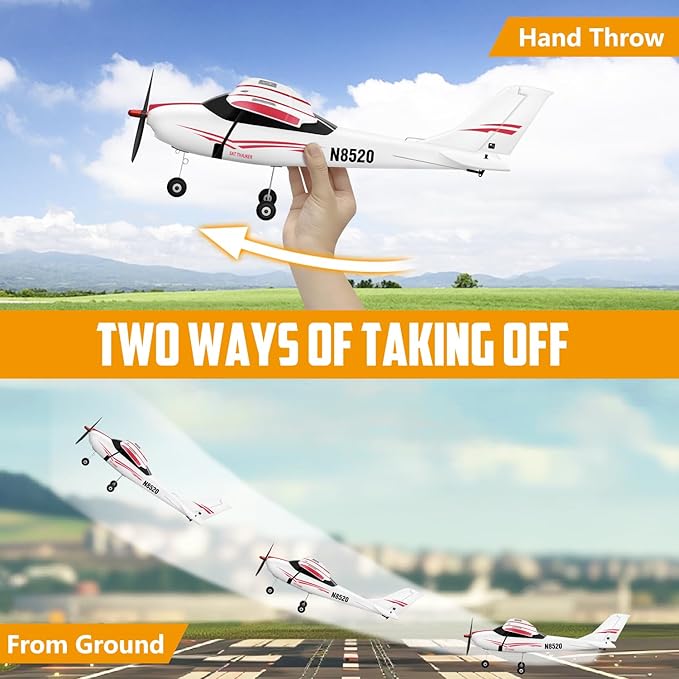 HAWK'S WORK 4 Channel RC Plane Remote Control Airplane Cessna Ready to Fly Brushless Motor 6-axis Gyro Stabilizer 3 Flight Mode Stunt Flying Easy Trainer for Beginner &amp Kid
