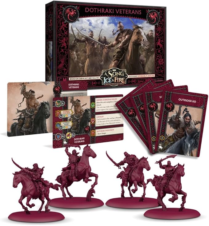 CMON A Song of Ice and Fire Tabletop Miniatures Dothraki Veterans Unit Box - Fearless Warriors of The Great Grass Sea Strategy Game for Adults Ages 14+ 2+ Players 45-60 Minute Playtime Made
