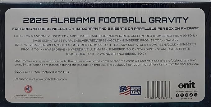 2025 Onit Gravity College Football Card Hobby Box (Alabama Crimson Tide)