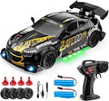 1:24 Scale RC Drift Car 4WD 2.4GHz High Speed Racing Sport Toy Car with LED Lights Racing and Drift Wheels (E81-Black)