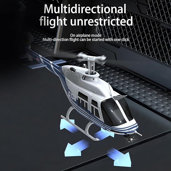 C138 Remote Control Helicopter 1:33 Scale Bell206 Helicopter 2.4G 4CH RTF Single Propeller Aileron Free Six-axis Gyroscope Modular Battery One-Touch Function Gift for Adults 2 Batteries