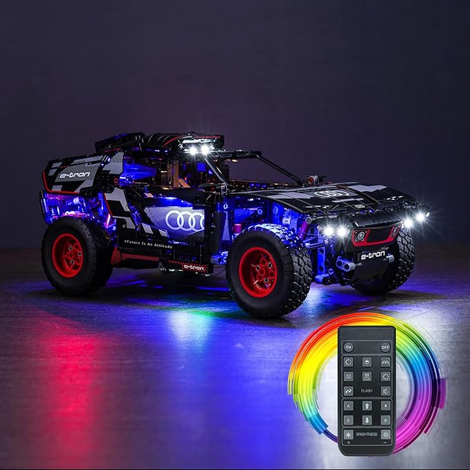 Upgraded Led Light Kit for Lego Technic Audi RS Q e-tron Building Set Remote Control Compatible with Lego 42160 (Model Not Included)