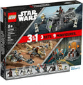 LEGO Star Wars Galactic Adventures 66708 3-in-1 Building Toy Gift Set: The Mandalorian Trouble on Tatoonie and Imperial Armored Marauder and Clone Wars Duel on Mandalore