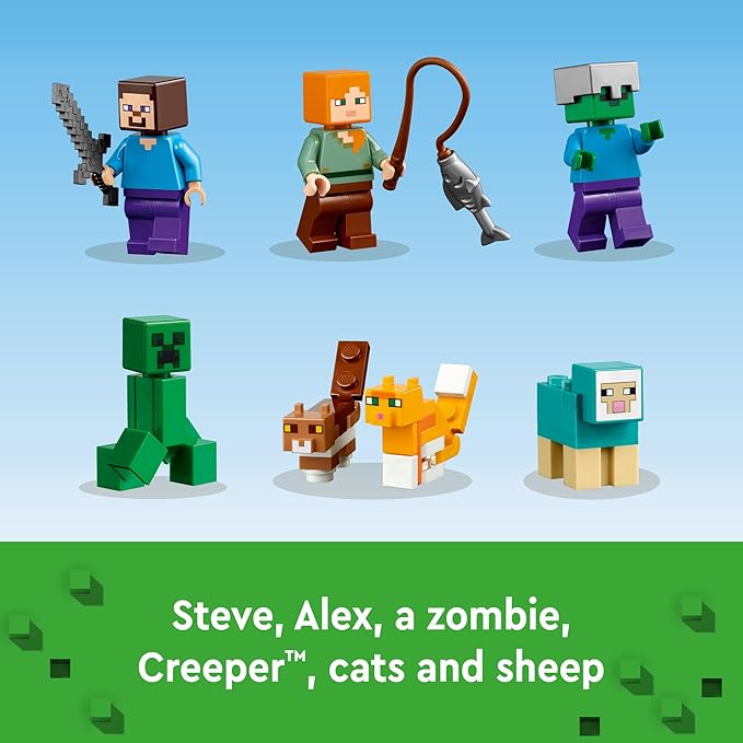 LEGO Minecraft The Crafting Box 4.0 21249 Building Toy Set Custom-Build Playset Featuring Classic Bricks Figures and Game Accessories Model Guides Spark Creativity for 8 Year Old Kids
