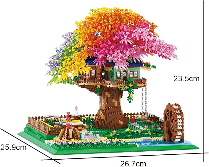 Rainbow Flowers Building Block with LightSakura Cherry Blossom Bonsai Tree House Construction Set4451 PCS Mirco Blocks Architecture for Adults and Teens
