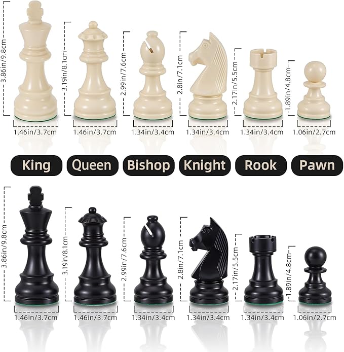 Chess Set - 20 Silicone Chess Board Set 3.86 King Height Weighted Pieces with 2 Extra Queens Foldable Chessboard Portable Travel Tournament Chess with Carrying Storage Bag