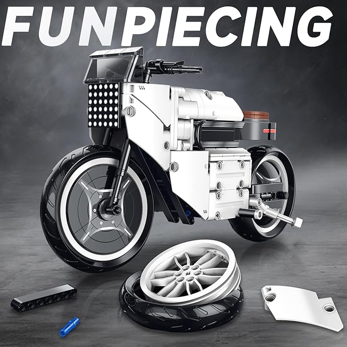 MJDDJA 1:8 Futuristic Motorcycle Building Set for AdultsKickstand for DisplayCollectible Bike Display Model KitsGift for Motorcycle Enthusiasts on Birthday(517PCS)