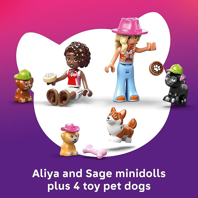 LEGO Friends Dog Treats Bakery Building Toy for Girls &amp Boys - Pretend Play Set for Kids Ages 6+ - W/Aliya &amp Sage Minidolls 2 Toy Dog Figures &amp Accessories - Gift Idea for Birthdays - 4