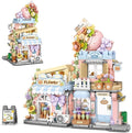 Street View Flower House Shop Mini Building Blocks MOC Creative Building Toys Cute Panda Building Set for Girls 6-12 Simulation Architecture Construction Toy Gift Idea for Kids Adults (854 PCS)