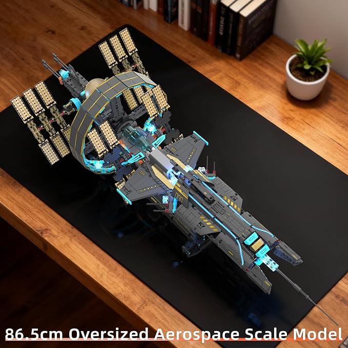 Space Station Spaceship Building Blocks Set with Motor &amp LED Lights Exploration Model Building Kits with Display Stand STEM Engineering Gift for KidsAdults and Space Fans (1471 PCS)