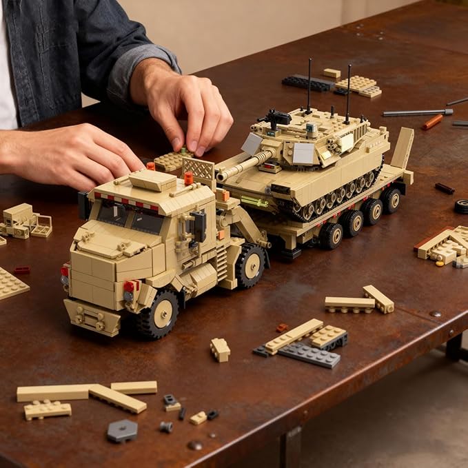 Military M1070 Armored Vehicles Building Kit WW2 Military Tank Building Block Set WW2 Armored TankGreat Gifts Adult Sets for Men3483 Pieces