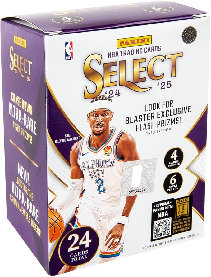 2024–25 Panini Select Basketball Blaster Box – Official NBA Trading Cards – Retail Exclusive Parallels Inserts &amp Rookie Cards – Sealed Box